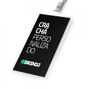 Crachá PVC Personalizado Frente e Verso 9x6cm PVC Cristal 0,75mm 9x6cm Colorido  Canto Arredondado Furo Ovoide